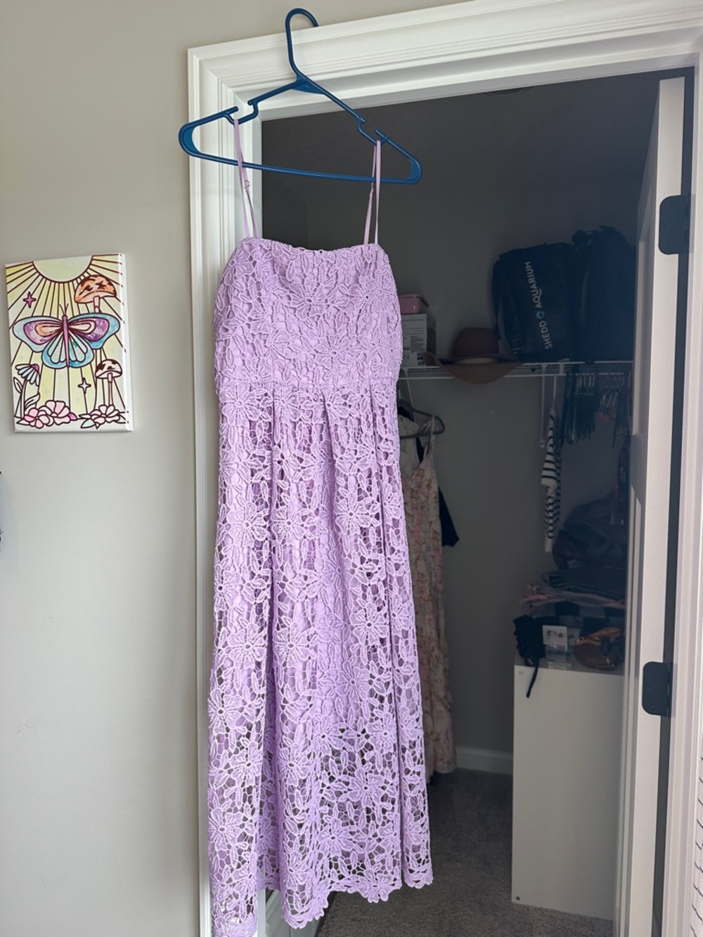 Astr Lavender Lace Midi Dress